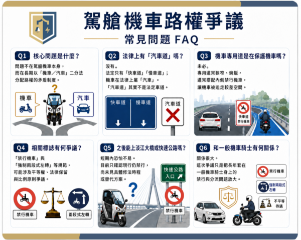 鄭羽翔律師回覆駕艙機車路權爭議常見問題FAQ
